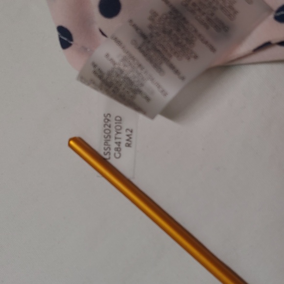 Karl Lagerfeld button up sleeveless blouse pink with navy dots size large - Picture 7 of 10